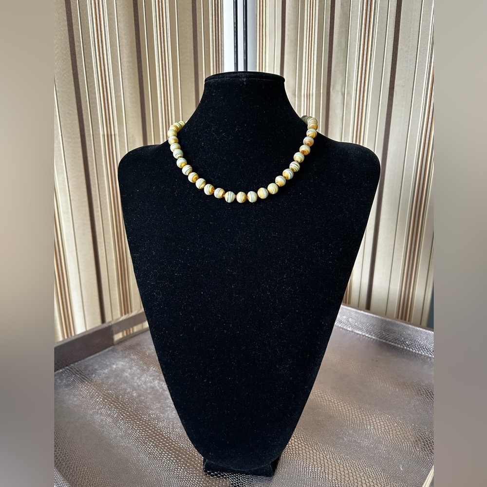 Yellow glass bead necklace